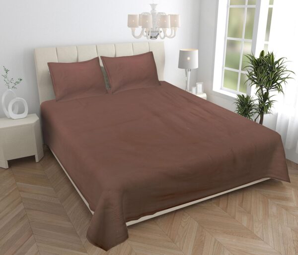 INDRA'S 300 TC King Size Solid Color Premium Bedsheet |Ultra Soft & Breathable 100% Egyptian Cotton | Fade-Resistant & Easy Care Bedsheets for King Size Bed (Chocolate Brown)