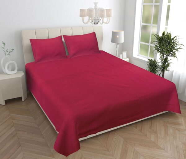 INDRA'S 300 TC King Size Solid Color Premium Bedsheet |Ultra Soft & Breathable 100% Egyptian Cotton | Fade-Resistant & Easy Care Bedsheets for King Size Bed (Cherry RED)