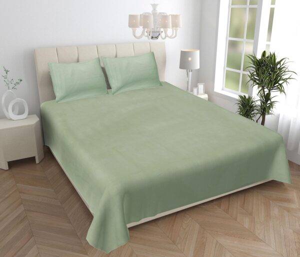 INDRA'S 300 TC King Size Solid Color Premium Bedsheet |Ultra Soft & Breathable 100% Egyptian Cotton | Fade-Resistant & Easy Care Bedsheets for King Size Bed (SAGE Green)