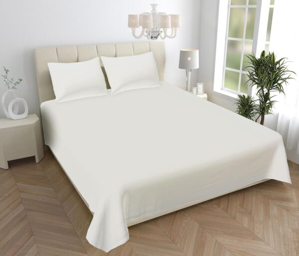 INDRA'S 300 TC King Size Solid Color Premium Bedsheet |Ultra Soft & Breathable 100% Egyptian Cotton | Fade-Resistant & Easy Care Bedsheets for King Size Bed (Ivory White)