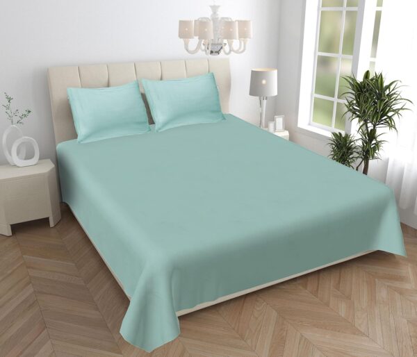 INDRA'S 300 TC King Size Solid Color Premium Bedsheet |Ultra Soft & Breathable 100% Egyptian Cotton | Fade-Resistant & Easy Care Bedsheets for King Size Bed (Muted Teal Blue)